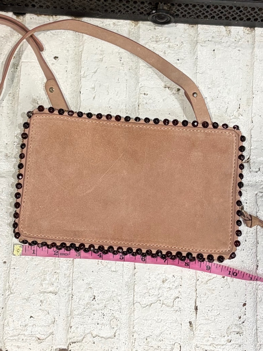 Zara light tan Suede Crossbody with Studded Trim - Picture 4 of 6